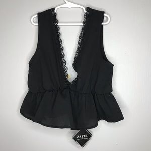 Women’s lace, plunge blouse